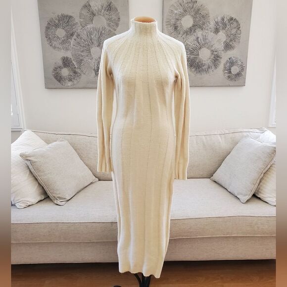 4SI3NNA: Wide Rib Midi Sweater Dress - size Medium in Ivory - Picture 4 of 16
